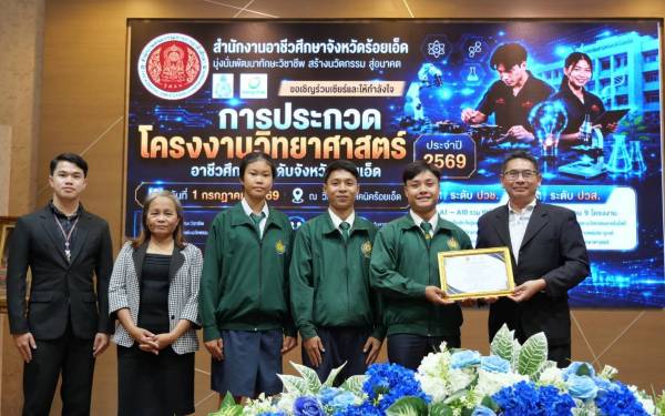  ทีมตัวแทนโครงงานวิทยาศาสตร์ ที่ได้รับรางวัลชนะเลิศและเป็นตัวแทนเข้าร่วมการแข่งขันระดับภาค